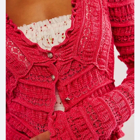 Free People Tops - NWT Free People Wild Roses Cardi in Wild Berry